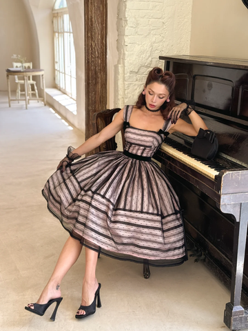 Vintage A Line Straps Black Tulle Pink Satin Short Prom Dress Homecoming Dress HZ1023